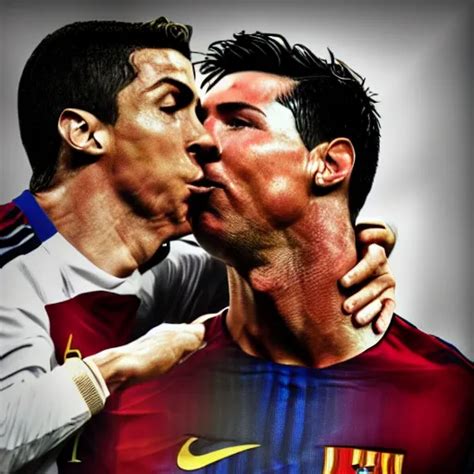 messi and ronaldo kiss meme.